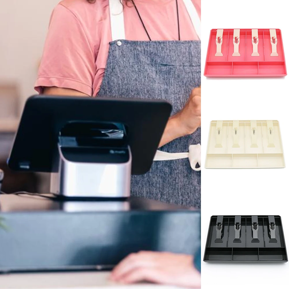 4 Grid Hotel Cashier Box Cash Register Tray Supermarket ABS Storage Shop Coin Drawer Money With Clip Replacement |