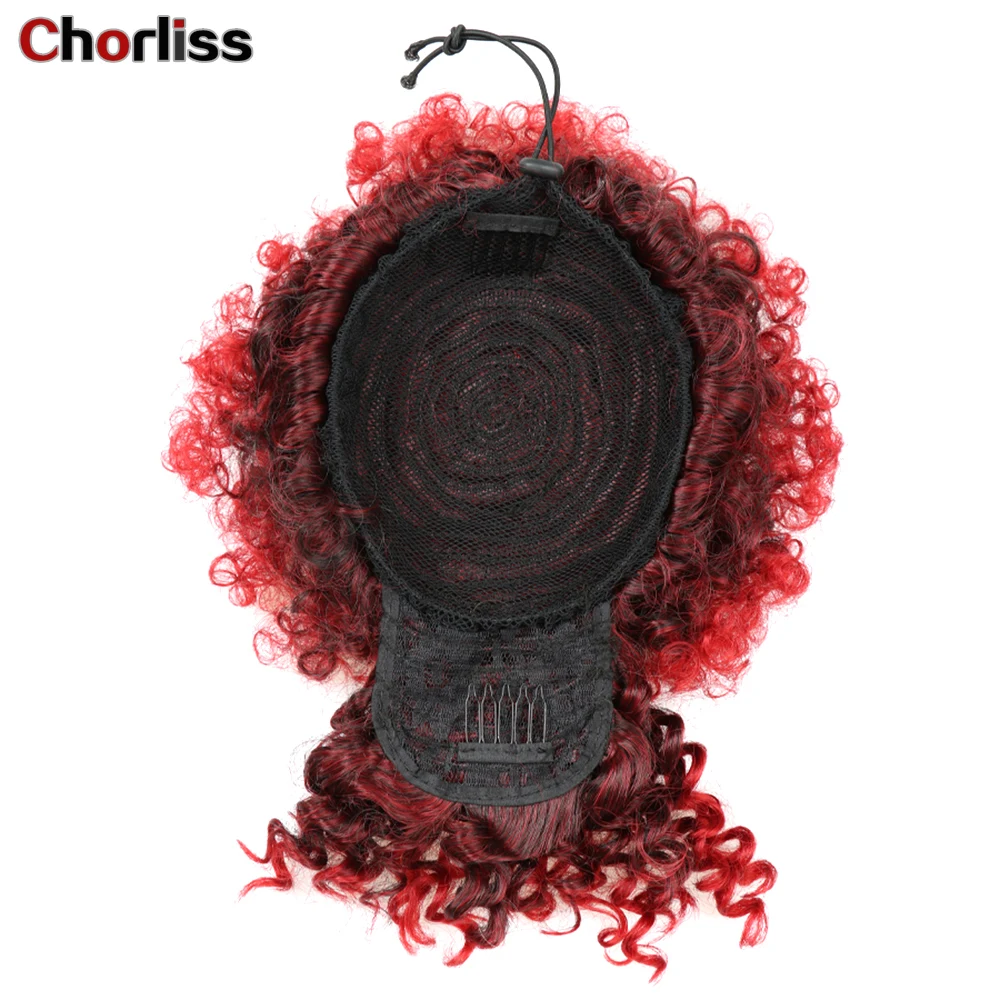

Fashion Drawstring Kinky Curly High Puff With Bangs African American Women Short Wrap Clip Synthetic Hair Ponytail With Bangs
