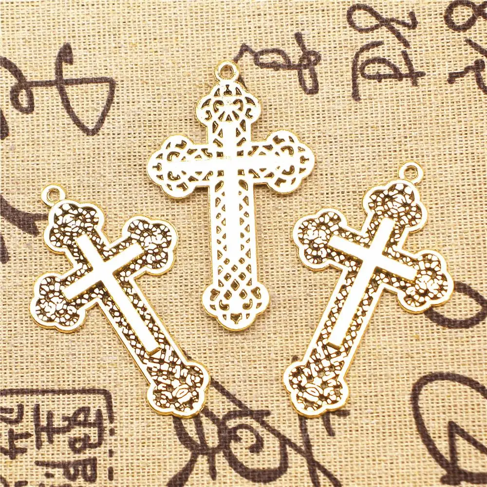 

Designer Charms DIY 2pcs 54x33mm Antique Gold Color Cross Charms