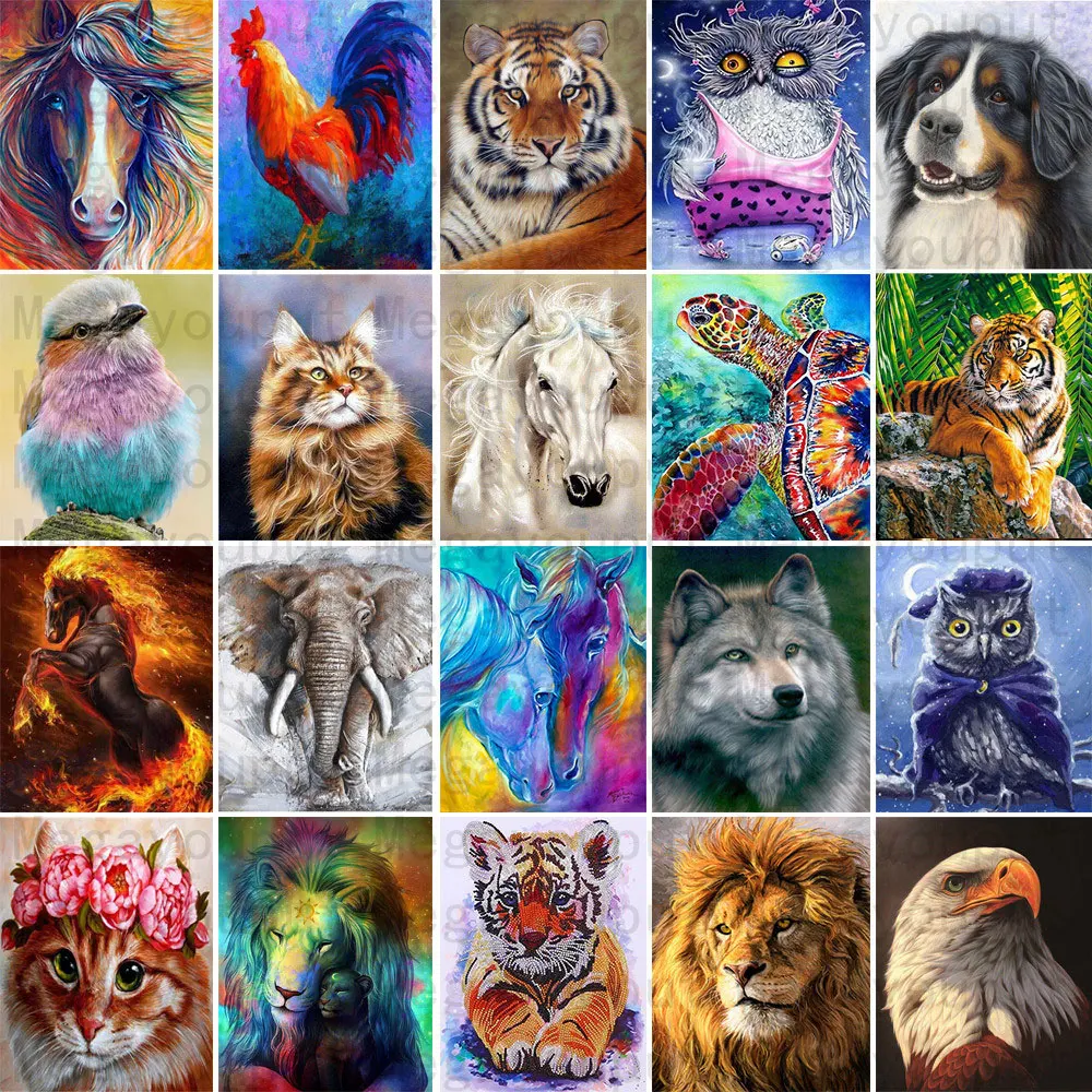 

25 Pattern Animal 5D Diy Diamond Painting Cross Ctitch Kits Wall Sticker Diamond art Mosaic Embroidery Painting New Year Gift