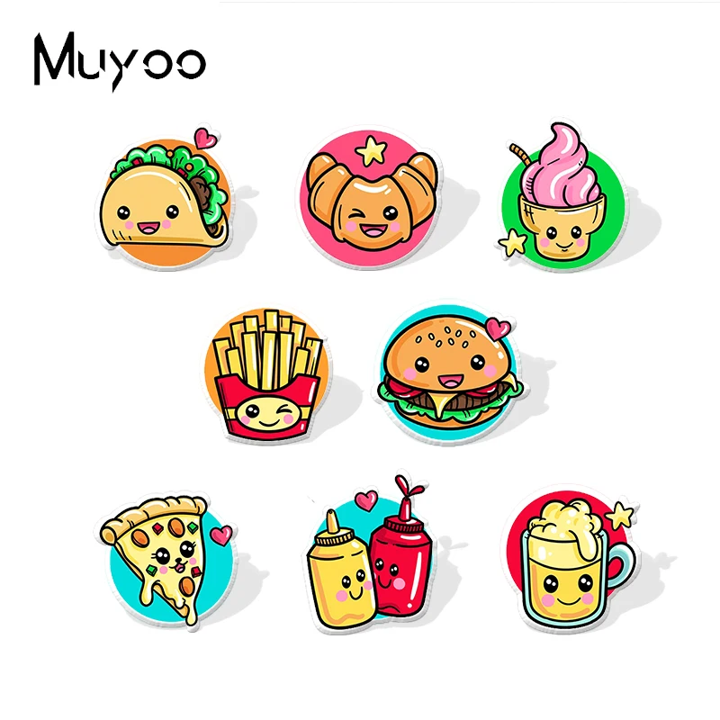 2021 новые Мультяшные булавки для одежды из эпоксидной смолы и акрила фаст-фуда