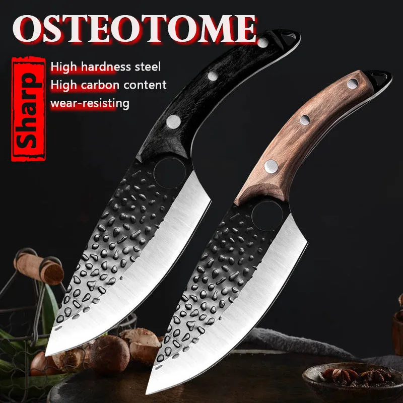 

Кухонные ножи, кованый нож ручной работы из нержавеющей стали, нож для мясника, рыбы, нож для приготовления пищи на открытом воздухе, нож для ...