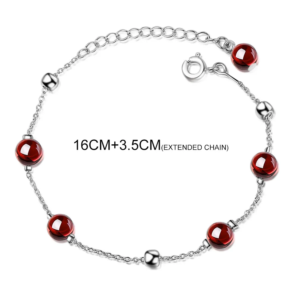 MEETSOFT Новая мода 925 серебряные аксессуары трендовые гранатовые браслеты для