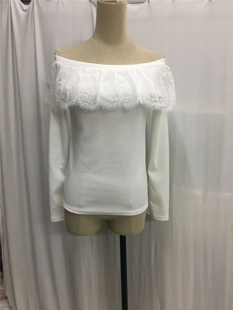 Женский трикотажный пуловер с открытыми плечами однотонный Повседневный свитер