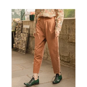 INMANвесенне-осенние удобные Универсальные однотонные свободные брюки до щиколотки в сдержанном стиле со средней талией