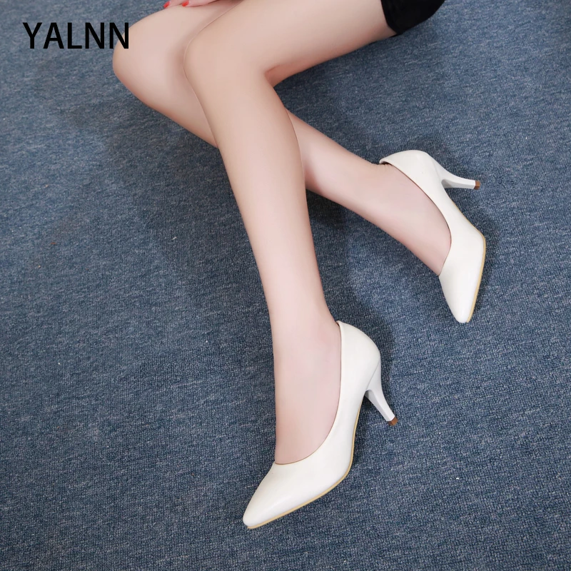 Yalnn/Свадебная женская обувь туфли лодочки на высоком каблуке белого цвета