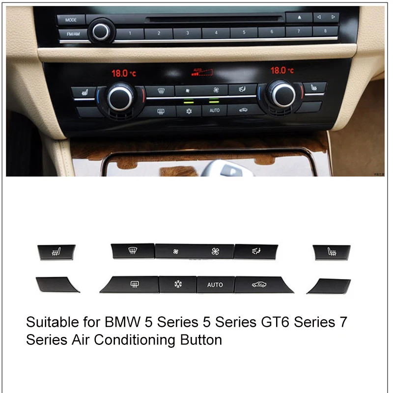 

11/12/14 Button Key Caps Replacement Climate A/C Control Control Panel Switch Buttons Cover Caps For BMW 520 525 530 730 74i