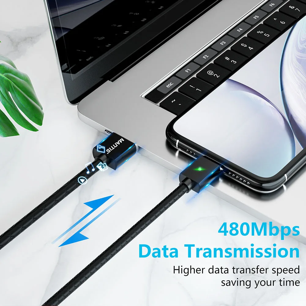 Магнитный usb-кабель MANTIS 3A Type-C 1 м быстрая зарядка для iPhone XR XS Max магнитное зарядное