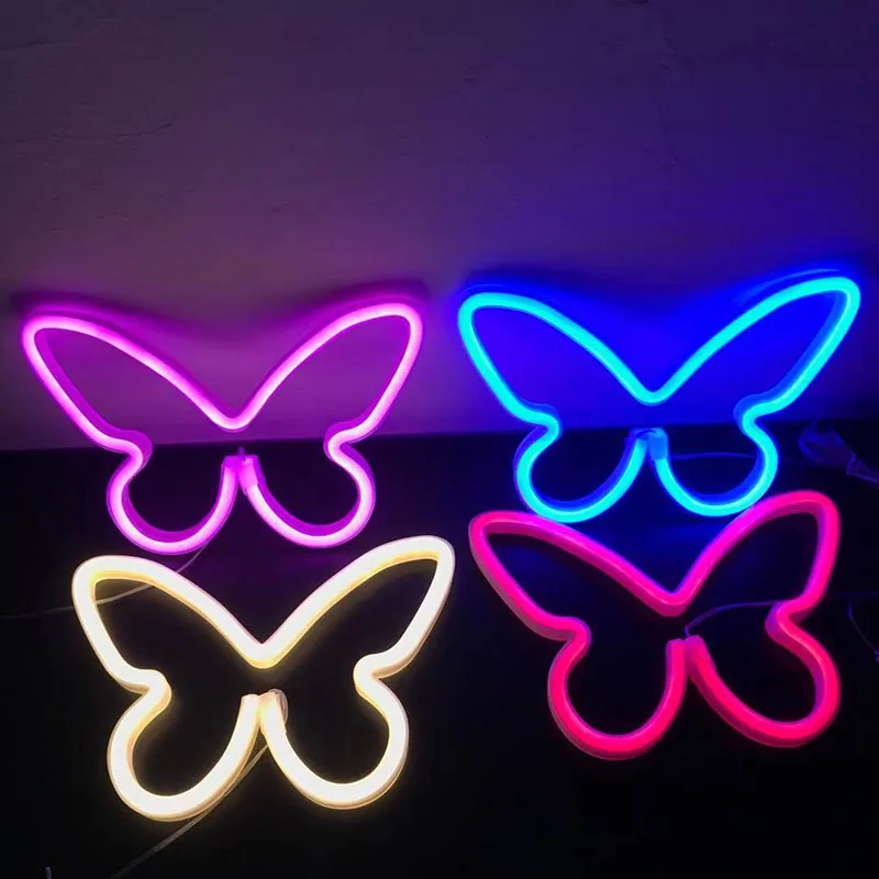 Неоновая вывеска-бабочка светодиодный неоновый ночник настенный светильник