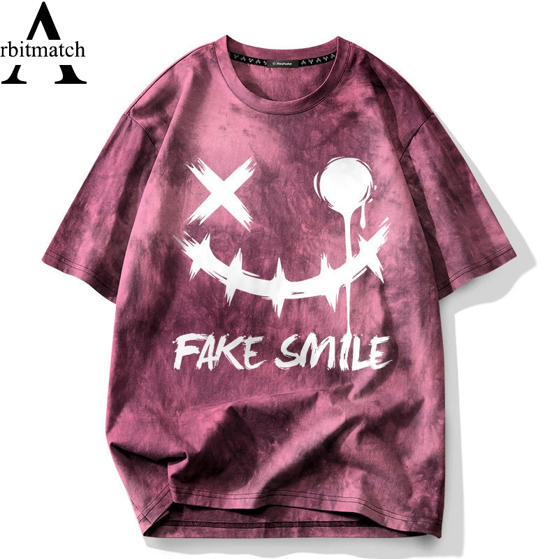 

Hip Hop Streetwear Harajuku T Shirt Fake Smiley Japanese Print Tshirt Men Summer Short Sleeve T-Shirt Cotton Loose Tops Tees