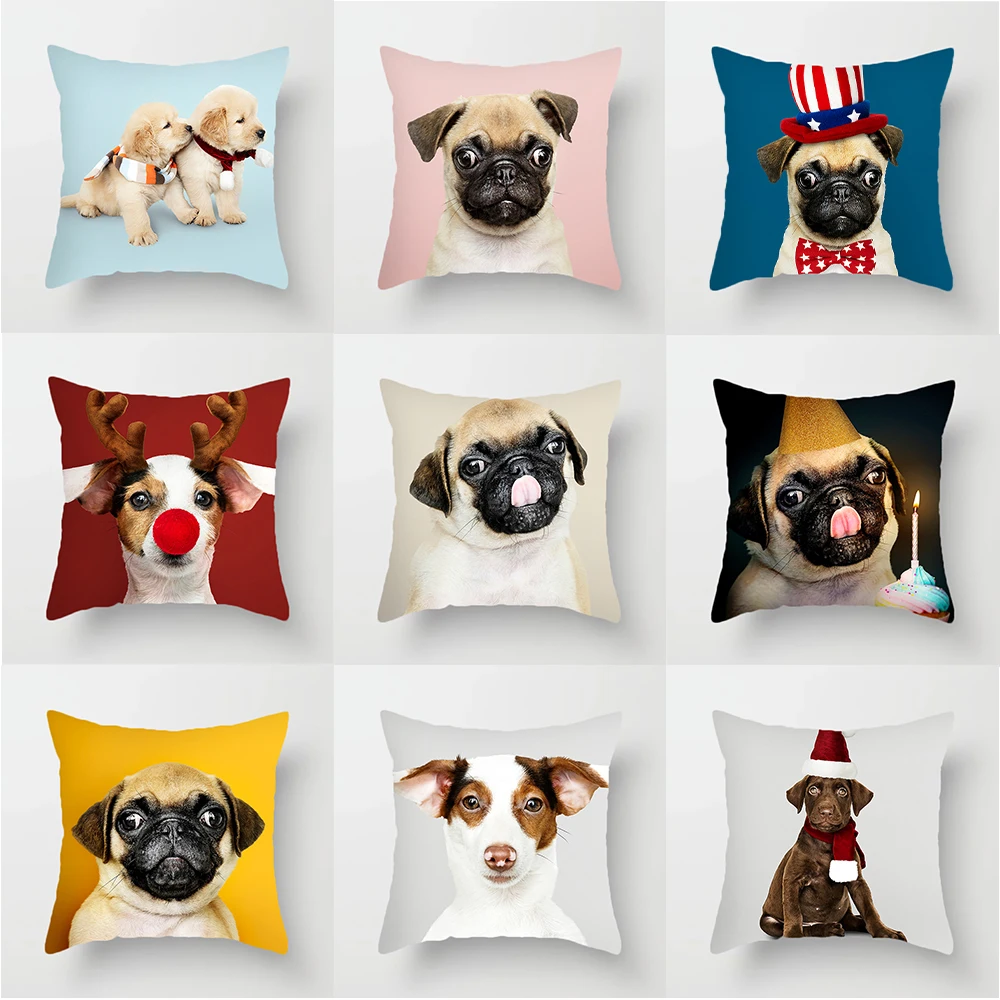 

Lovely Puppy Pattern Pillow Cases Polyester Cotton 45*45cm Decorative Cushion Cover Home Decor Hotel Sofa Decoration Pillowcases