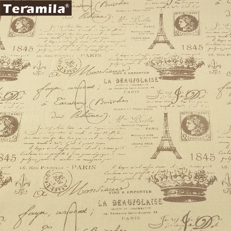 Teramila Текстиль для дома из хлопка и льна Ткань принт башни слова Вышивание