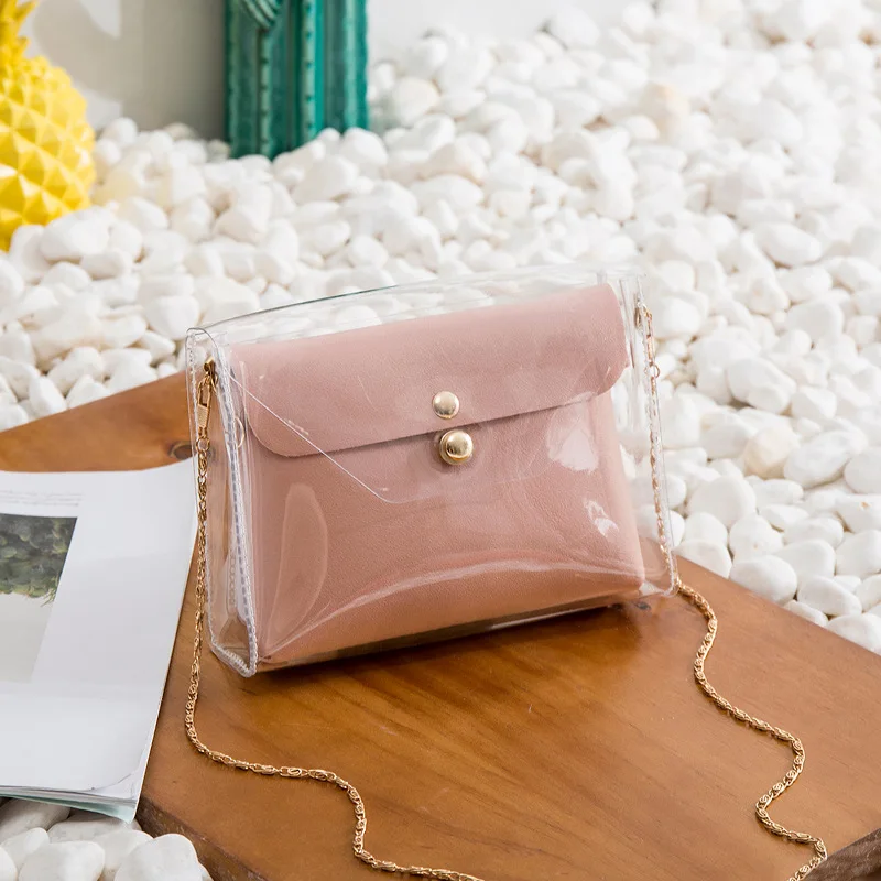 

2019 Fashion PVC Jelly Bag Women Small Transparent Shoulder Handbags Mini Mobile Phone Chain Crossbody Messenger Bag for Girls