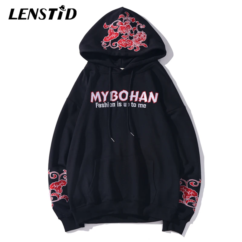 LENSTID 2019 Harajuku городская уличная Толстовка с вышивкой для мужчин в японском стиле
