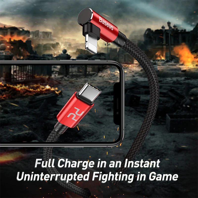 Кабель Baseus Elbow type-C для iPhone 11, 18 Вт, PD, быстрая зарядка, USB C кабель для iPhone 11 Pro Max 11 Pro, кабель синхронизации данных для игр