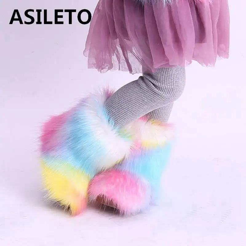 ASILETO/детские зимние ботинки зимние женские Роскошные теплые ботильоны с искусственным мехом г. Женская Белая обувь женские ботинки, большие размеры 25-33