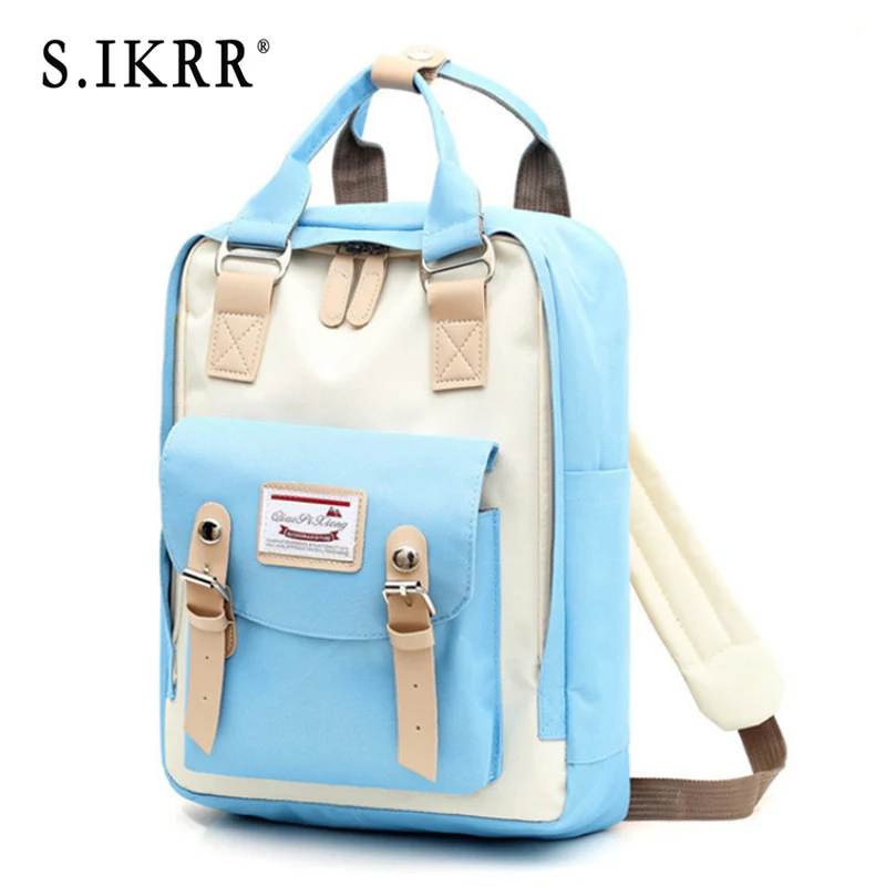 Blue White S. IKRR, женский рюкзак, многофункциональный, водонепроницаемый, Оксфорд, рюкзак для путешествий, рюкзак для девочек-подростков, Большой Вместительный рюкзак, Mochila - Цвет: Blue White