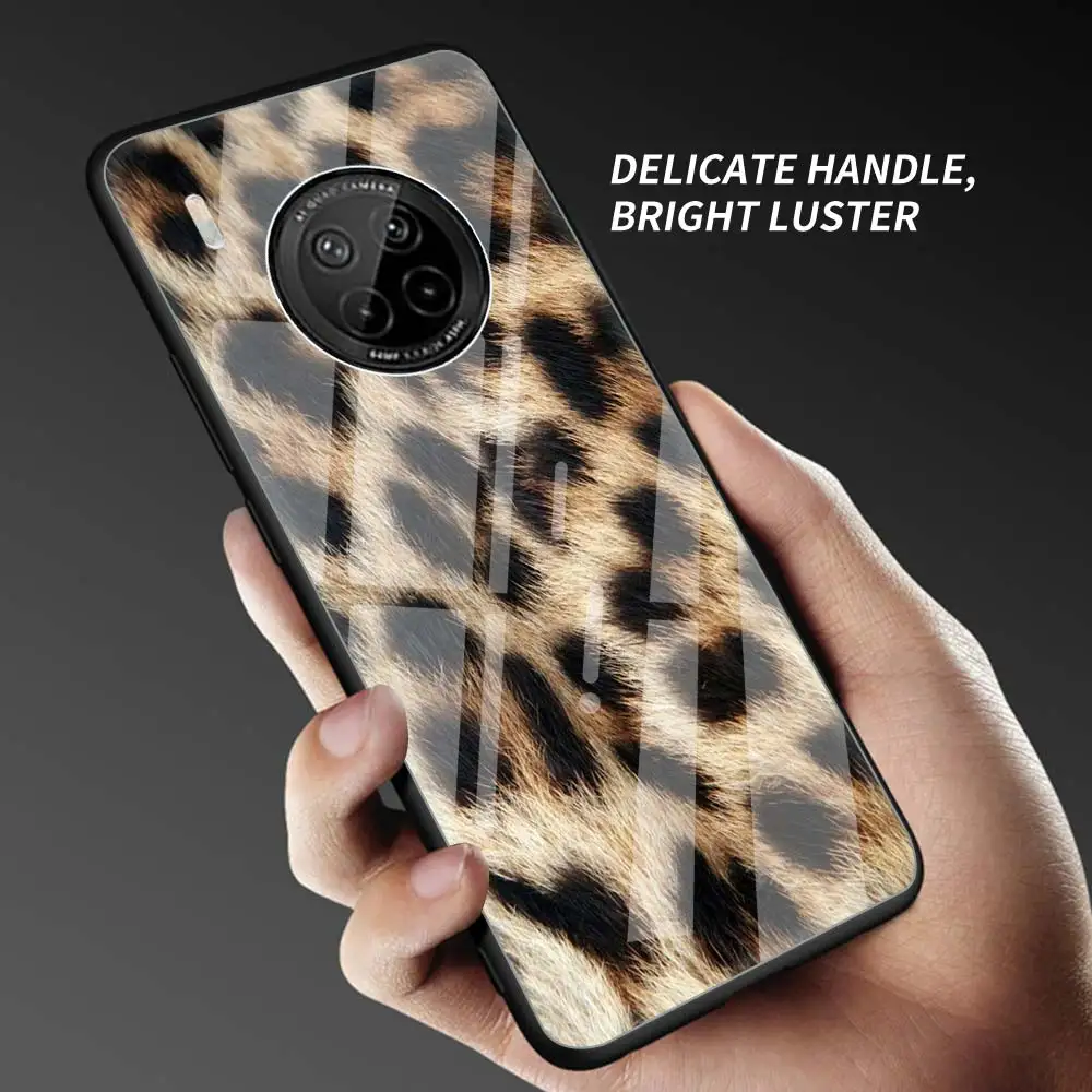 

Phone Case for Huawei Y9a Y8S Y6p Y6 Y7 Y9 Prime 2019 Mate 40 10 Lite 20 X 30 Pro Glass Shell Cover Sexy Leopard Print Panther
