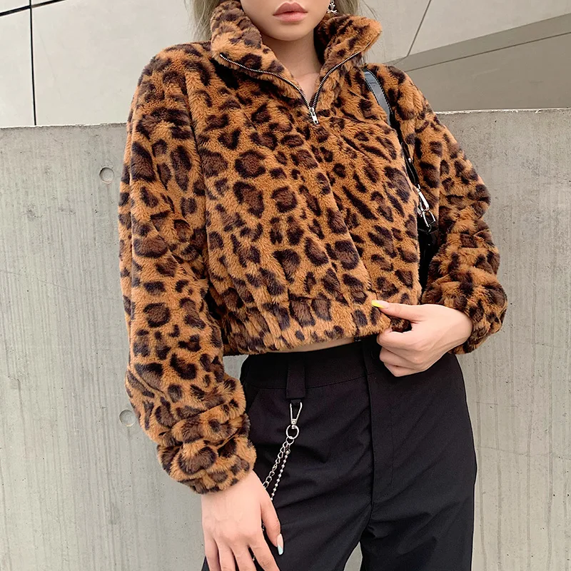 MONMOIRA леопардовые толстовки с искусственным мехом женские зимние теплые меховые