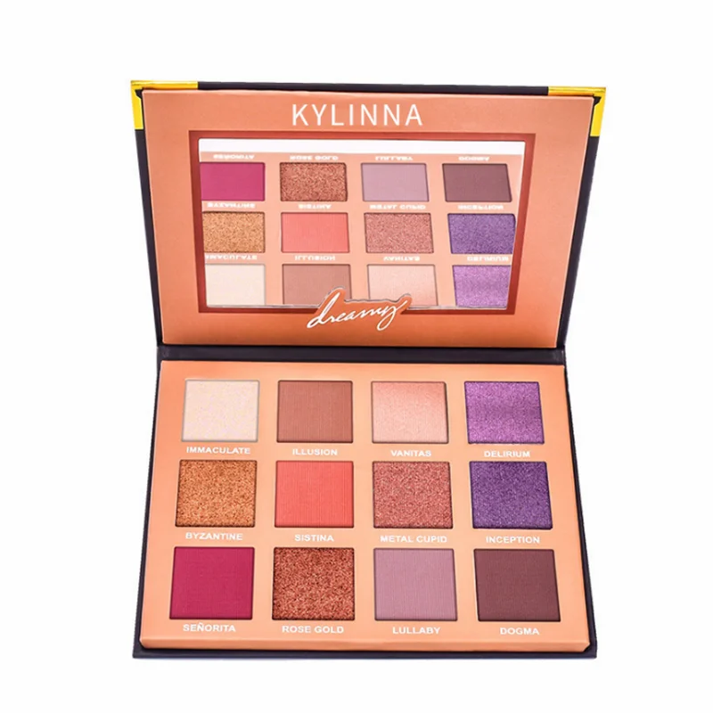 12 color Палитра теней для век Супер матовая 12 цветов Dreamy палитра теней для век Водонепроницаемая Палетка теней мерцающий жемчуг жидкость металлические текстуры - Цвет: 12 color