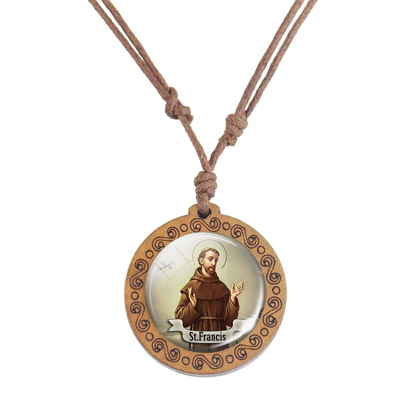 Деревянное ожерелье с изображением девы Марии и ребенка | Украшения аксессуары