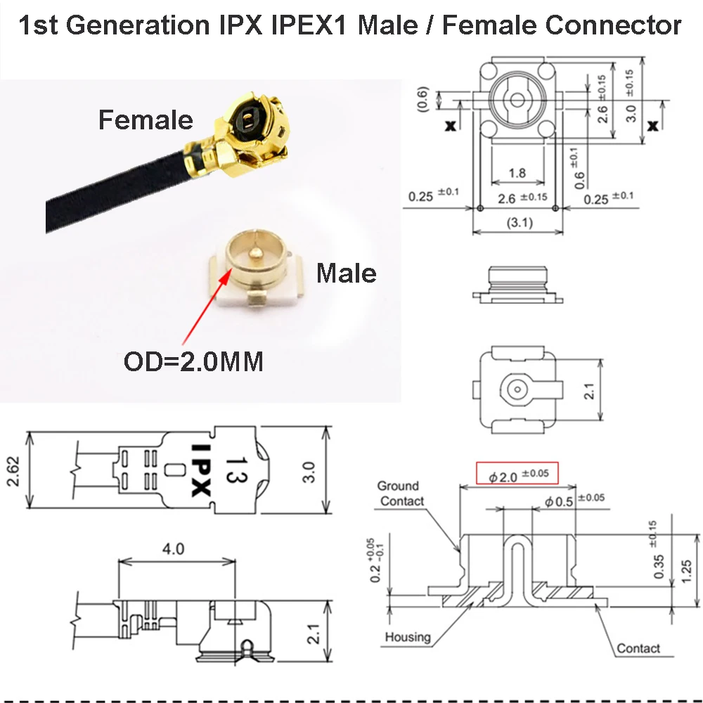2 шт. кабель IPEX uFL/u.FL/IPX/IPEX-1/ IPEX-4 MHF4 SMA женский WI-FI антенна RF RG1.13/0 81 мм удлинитель