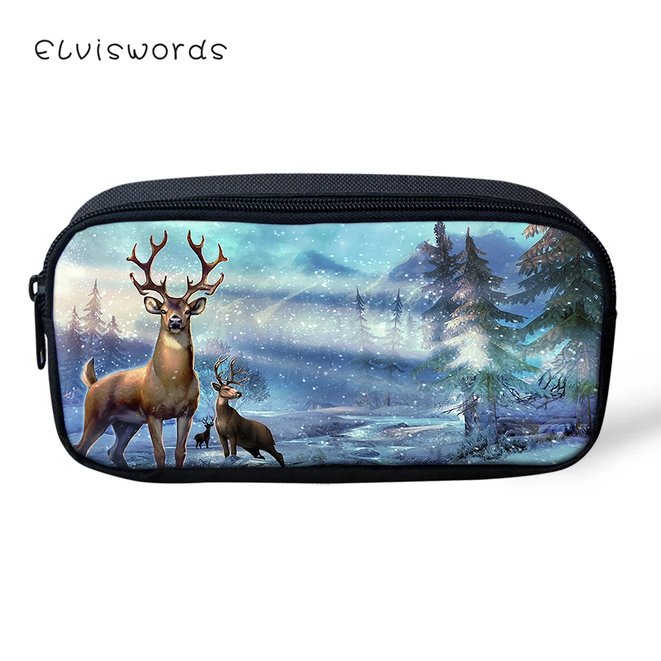ELVISWORDS модный пенал для детей Фэнтези олень шаблон студенческий ящик мультфильм