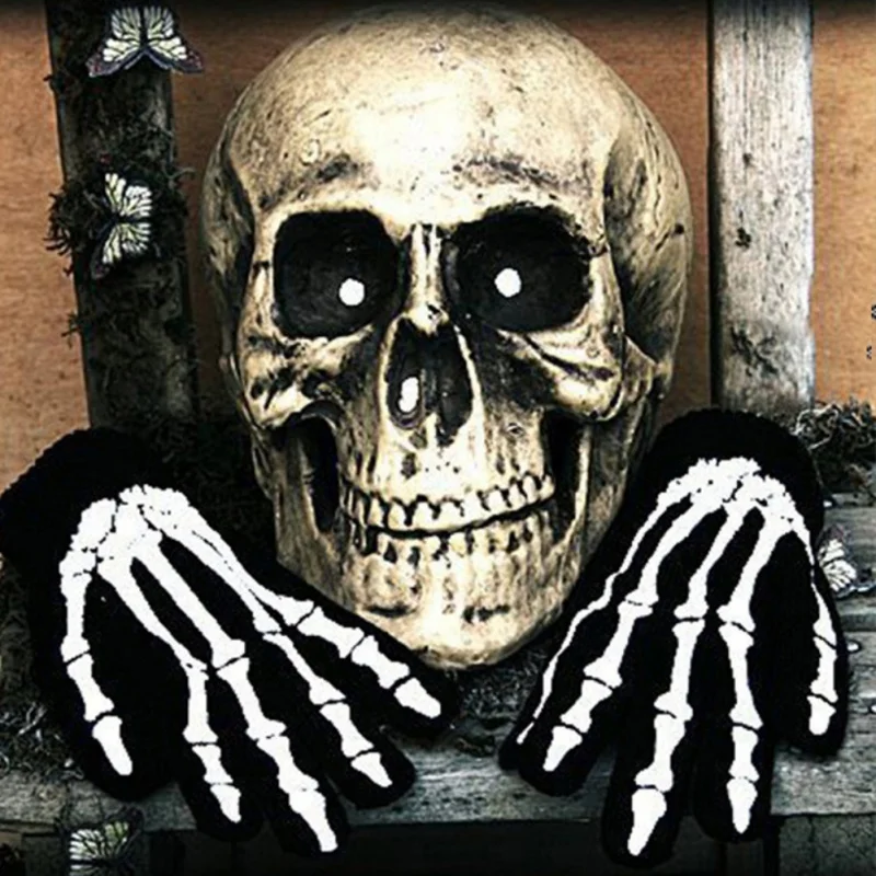 Перчатки для Хэллоуина Ужасный Череп Скелетон коготь Косплей маскарадные