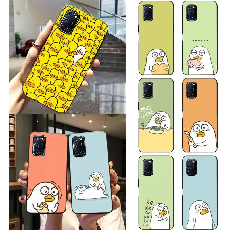 

Funny Happy cartoon Duck Phone Case For Oppo Reno2 3 A77 92020 F11 Realme 2 3 5 6 Pro XT