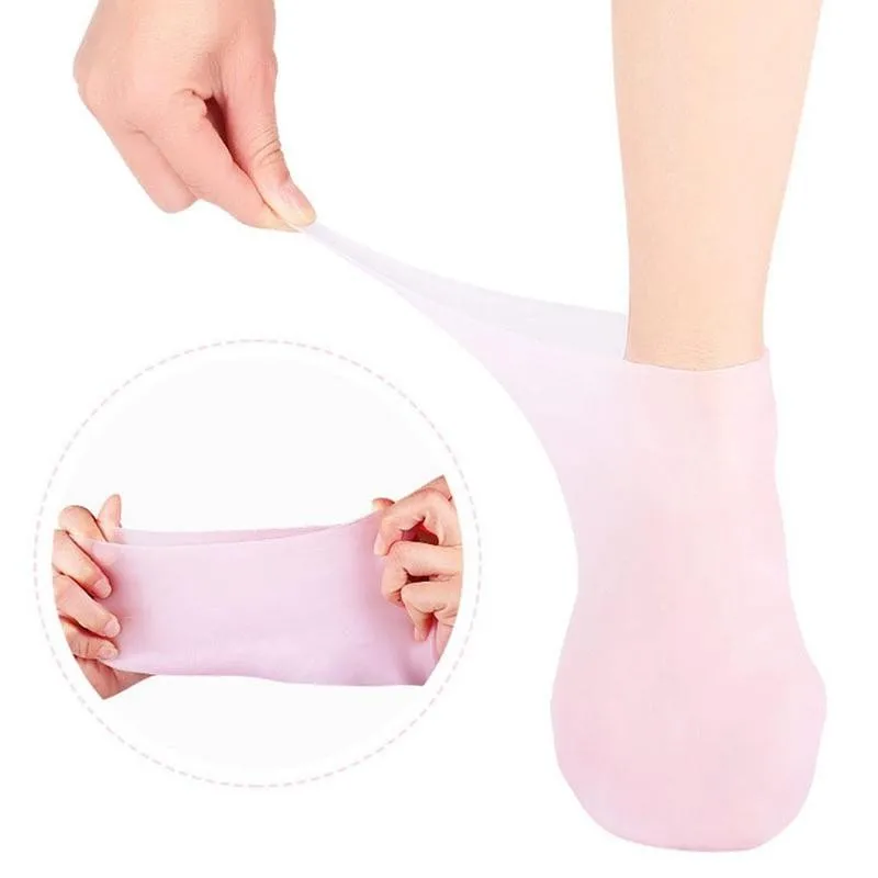 

1pair Acetate Fiber Soft Moisturzing Socks For Foot Care Relieve Dry Cracked Peeling Heels Shoes Protective Socks For Heel