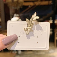 delicate full sparkly rhinestone whiye shell butterfly clip earrings for women girls metallic earrings elegant accessories