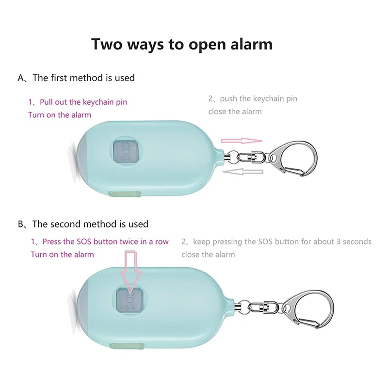 3 шт безопасная звук персональная сигнализация 130DB сигнализации брелок