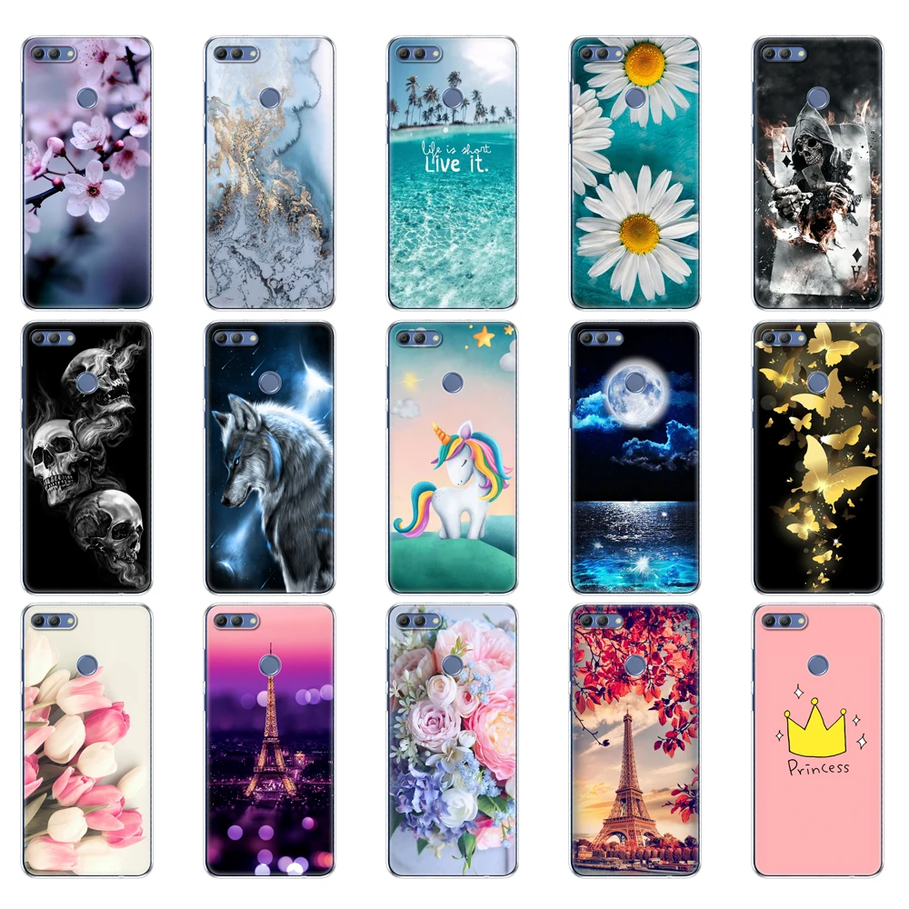 Чехлы для huawei P smart 2018 Enjoy 7S чехлы на заднюю панель из мягкого ТПУ силикона чехол 360