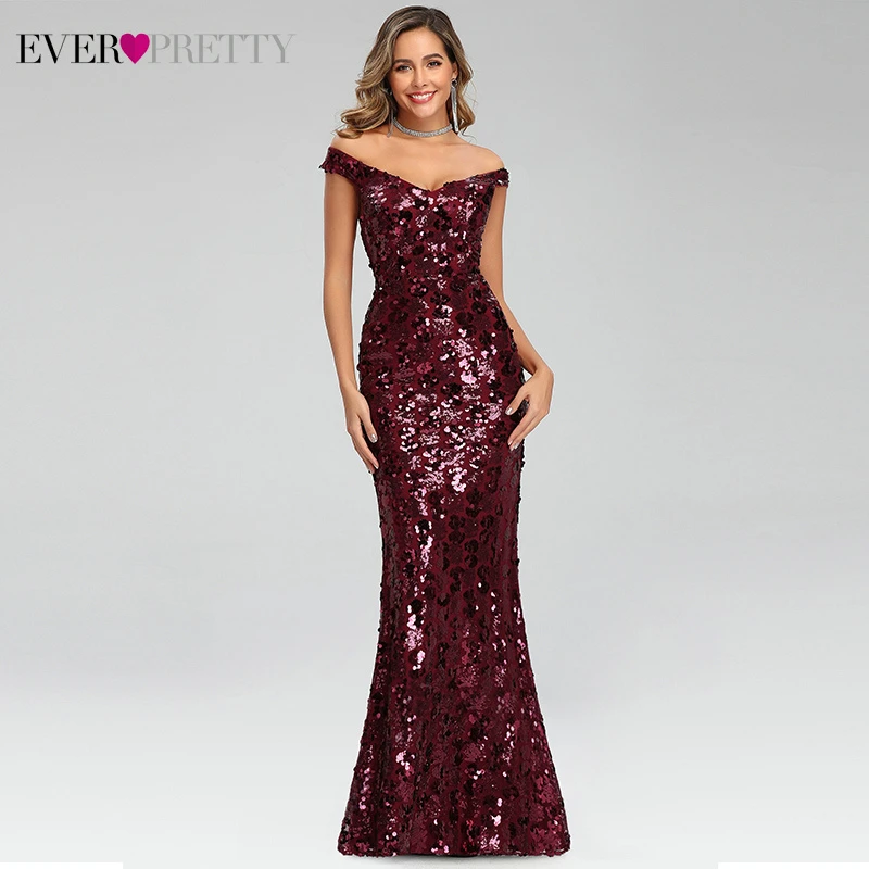 Блестящие бордовые вечерние платья Ever Pretty Длинные пикантные платья-русалки без
