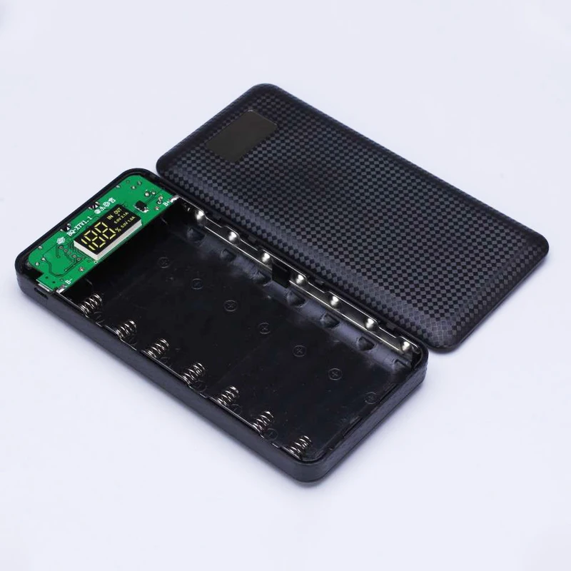 Черный Припой бесплатно 3USB 7x18650 батарея самодельный держатель ЖК-дисплей power Bank CaseBox для iphone - Цвет: Черный