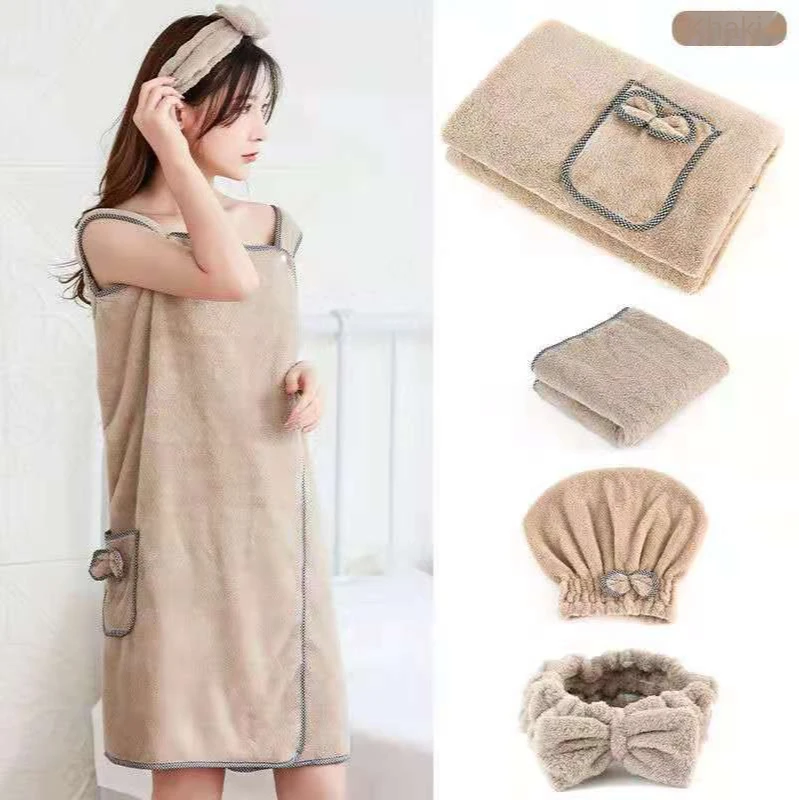 Home Wearable Bathrobes Women Microfiber Soft And Skin-Friendly Absorbent Bath Towels Textiles Bathroom Sauna Towel | Дом и сад