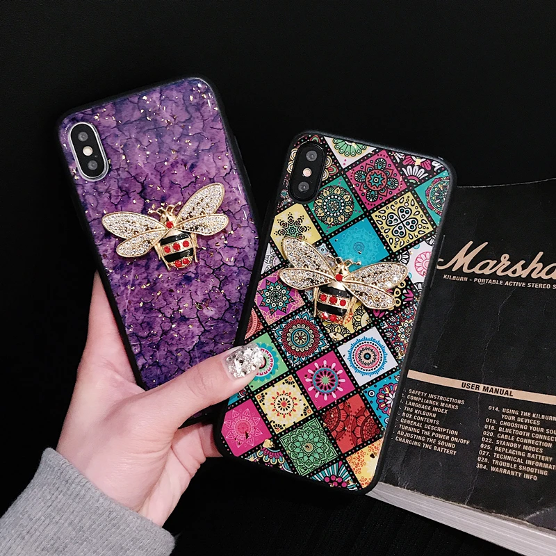 VOZRO роскошный 3D Блестящий пчелиный чехол для телефона для iPhone 7 8 Plus X XR XS Max клей анти-осень для iPhone 11 Pro Max чехол