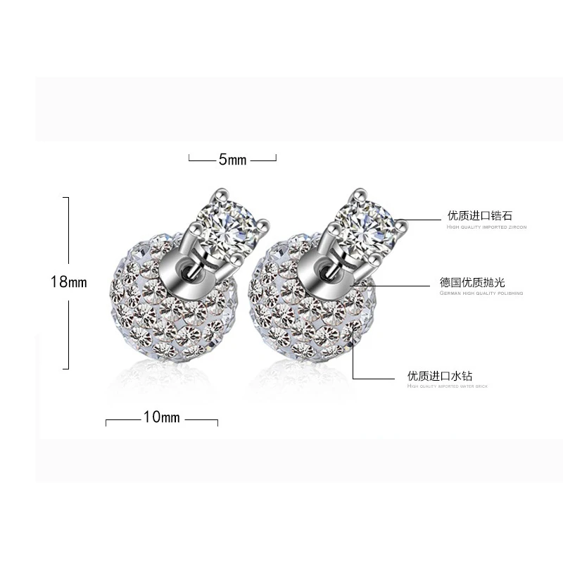 Women's Fashion Stud Earrings Crystal Beads for Bride Wedding Cubic Zirconia Jewelry Gift Female | Украшения и аксессуары