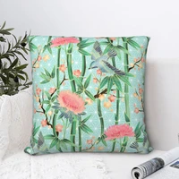 bamboo bird flower square pillowcase cushion cover spoof home decorative polyester throw pillow case car nordic 4545cm