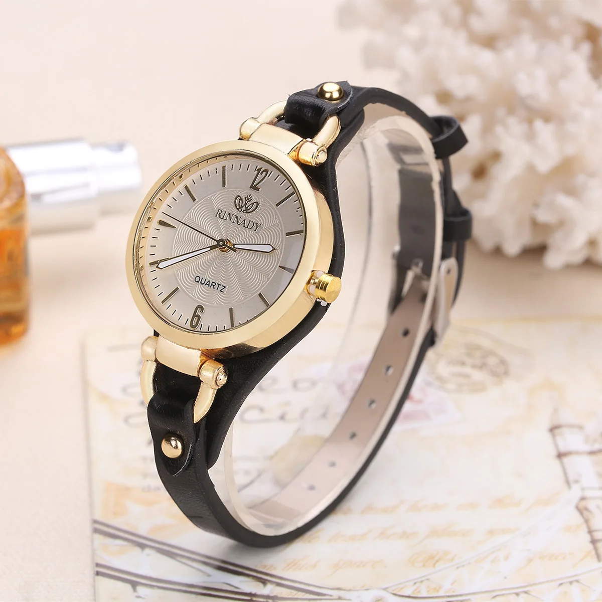Punk new rivet ladies casual candy color thin belt pu leather quartz watch women wholesale | Наручные часы