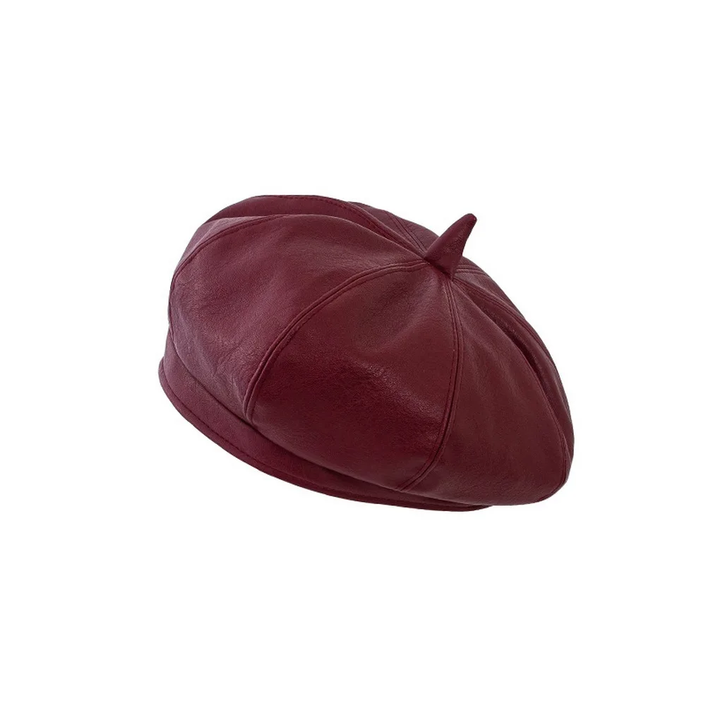 

Women Berets Painter Hat for Male British Style PU Material Autumn and Winter Solid Color Fashion Adjustable