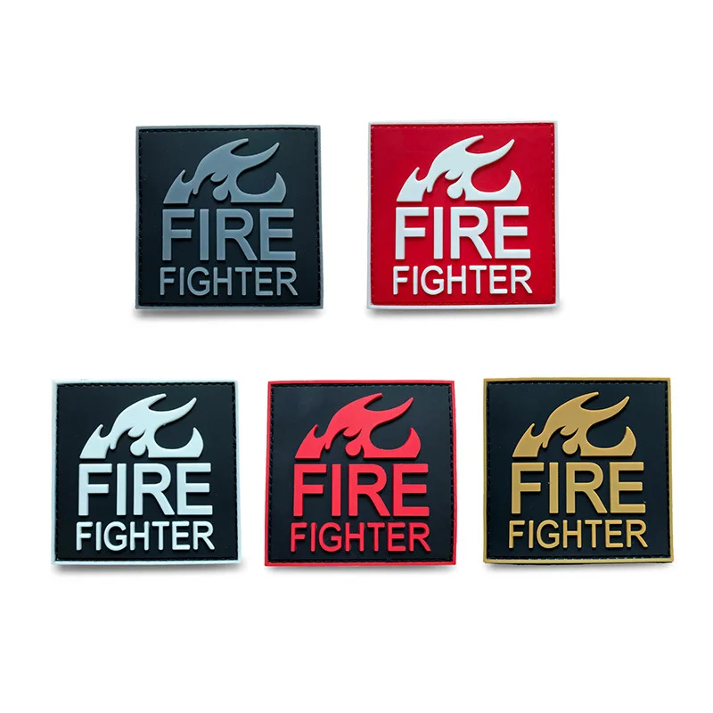 

Rescue PVC Firefighter Red Black Patch Rescue Uniforms Boutique Red Line Fire Outdoor Waterproof Medical Moral Tactics Stickers
