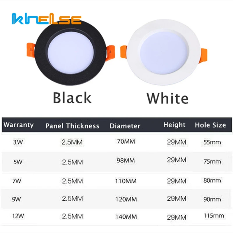 Ультратонкий Светодиодный потолочный светильник 3 Вт/12 Вт встраиваемая Круглая