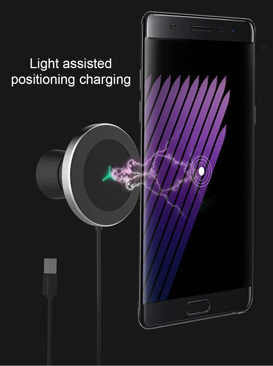 Автомобильное крепление Qi Беспроводное зарядное устройство для iPhone X 8 Plus samsung Note 10 360 Поворот беспроводной зарядки магнитный автомобильный держатель для телефона Подставка