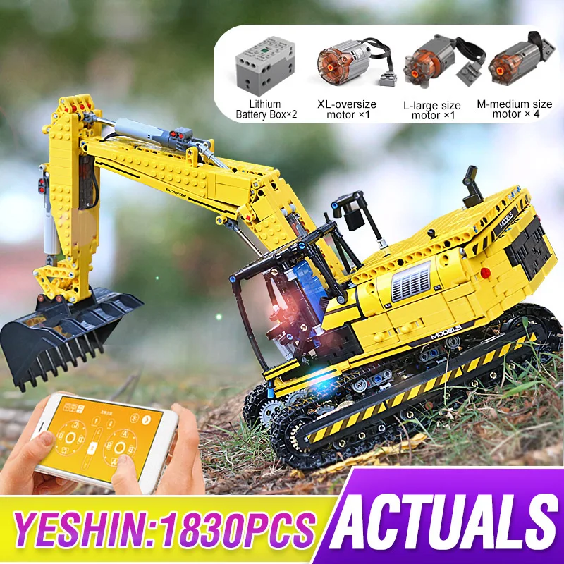 

MOULD KING 20007 Electric Motorized Excavator truck Link Belt 250 X 3 - PF version Truck Model Building Blocks Bricks Kids toys