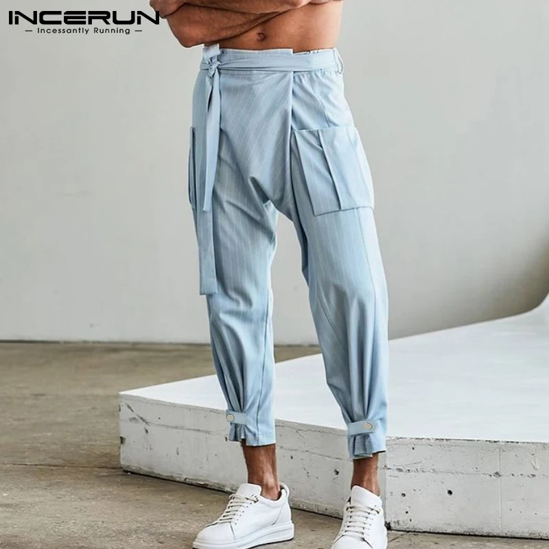 Модные Дизайнерские мужские длинные брюки INCERUN Повседневная Уличная одежда
