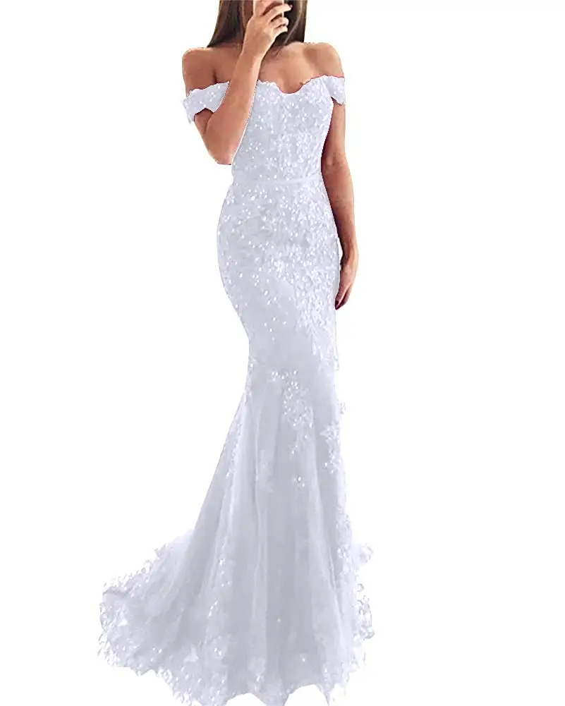 Vestidos de fiesta noche Sexy Off The Shoulder Long Lace Mermaid Evening Dress 2020 Prom Gown Custom Made Robe soiree | Свадьбы и