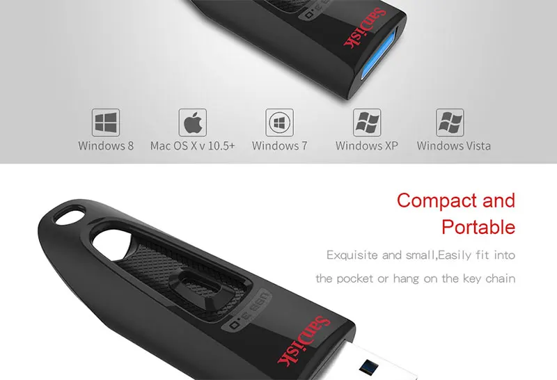 SanDisk CZ48 USB флеш-накопитель 16 ГБ 32 ГБ Флешка 64 Гб флэш-диск 128 ГБ U диск 256 ГБ USB3.0 карта памяти Чтение 100 МБ/с./с мини-флешка