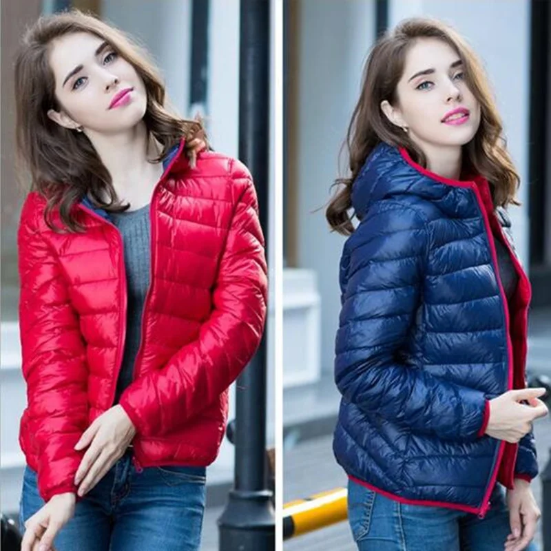 

2020 Brand clothing women Super light thin 90% White duck down Down jacket/Women's high-end Double sided Down Coat /size S-XXXL