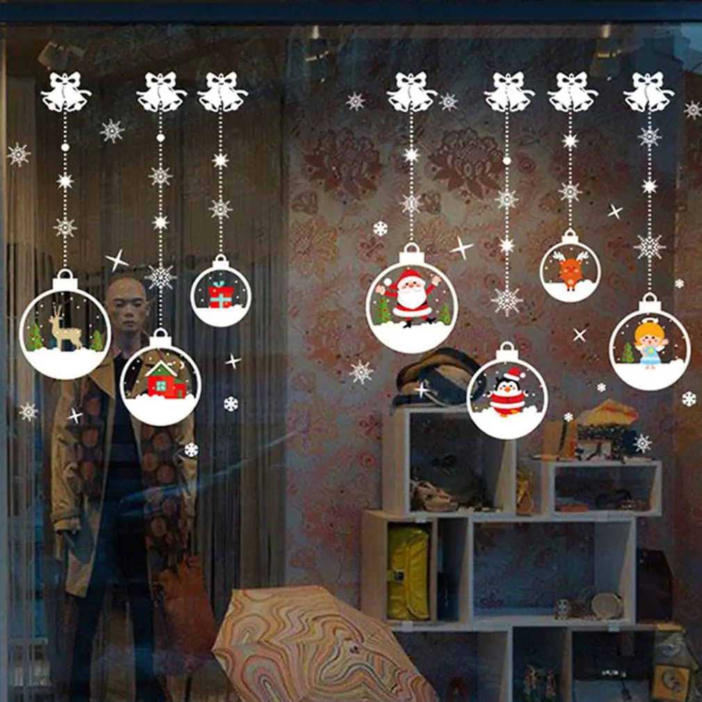 

Christmas Glass Ball Santa Claus Elk Diy Decal Market Glass Door Window Decoration Self Adhesive Wall Stickers